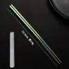 Palillos Cuadrados Medios de Cristal de Hielo de Titanio Puro de 23.5 cm, Palillos Portátiles para Estudiantes, Estuche Portátil de Viaje, Un Palillo por Persona, Antimoho, Antideslizantes