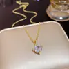Collar Geométrico Sencillo y Exquisito de Zirconia y Acero de Titanio para Mujer, Lujo Ligero, Estilo Casual de Gama Alta, Accesorio Versátil para la Clavícula de Uso Diario