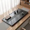 Bandeja de Chá Pedra Ouro Preto, Uso Doméstico/Escritório, Escultura Embutida, Simples, Mesa de Chá/Conjunto de Chá com Drenagem de Uma Peça