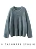 ¡Fleece de Piel Pequeño de Invierno! Suéter de Punto de Lana Suelta Recta 100% Cachemira Pura con Hilo Floral de Alta Definición para Mujer