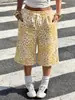Estilo INS transfronterizo europeo y americano Leopardo rosa dulce y fresco estampado pantalones de chándal de otoño de cintura alta con cordón sueltos de pierna ancha callejeros
