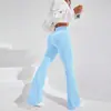 Calça Flare Yoga Costurada Europeia e Americana Transfronteiriça para Mulheres, Cintura Alta Controle de Barriga, Calça Longa Esportiva Fitness Levemente Flare