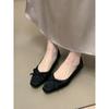 Zapatos Mary Jane Cuadrados de Seda y Satén Franceses con Lazo 2025 Nuevos Zapatos de Salón Plisados de Satén