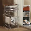 Cesta de Lavandería Sucia de Doble Capa para Baño, Cesta de Almacenamiento Hueca, Carrito Metálico Desmontable, Estante de Almacenamiento para Ropa de Dormitorio junto a la Cama