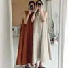 Vestido de Verano Estilo Coreano 2026, Estilo Chic Coreano, Corte Holgado, Sin Mangas, Largo, Vestido Adelgazante para Mujer, Moderno