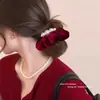 Laço de Cabelo de Xadrez Vermelho com Atmosfera de Ano Novo Estilo Coreano, Corda de Cabelo para Mulheres, Laço de Cabelo de Outono e Inverno de Alta Qualidade, Acessório de Cabelo Retrô