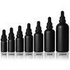 Em Estoque 5 10 20 30 100ml Frascos de Vidro Preto Fosco para Óleo Essencial, Pequenos Frascos de Amostra com Dosador, Frascos com Conta-gotas Anti-roubo de Grau Alimentício
