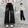 Calça casual de outono para meninas, perna larga, novo estilo 2026, calça casual xadrez da moda e estilosa com barra dobrada para crianças mais velhas