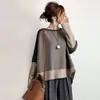 Em Estoque Estilo Japonês Outono e Inverno 2026 Novo Design de Nicho Blusa Suéter de Manga Longa Color Block