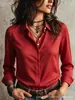 Camisa de Manga Larga para Mujer Estilo Europeo y Americano Primavera y Otoño Ropa Minimalista para Mujer Cuello Solapa Camisa Versátil Prendas Exteriores Holgadas Cárdigan Amazon