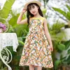 Falda de Tirantes para Niñas Verano 2025 Nuevo Estilo Vacaciones Infantiles Floral Falda de Playa Vestido de Verano para Niñas