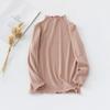 Camisa de cuello alto medio para niños, otoño e invierno, estilo coreano para niñas, color sólido, combina con todo, ropa cálida de manga larga para niños