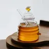 Frascos de Miel de Vidrio en Varios Estilos con Cuchara Mezcladora, Creativos Frascos de Vidrio de Borosilicato Alto para Almacenamiento de Jarabe de Miel, Frascos de Miel