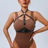 Ygm Estilo Punk Europeu e Americano Corset de Couro Feito à Mão Acessórios Femininos Roupas Decorativas para Performance em Boate