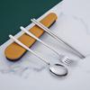 Juego de Cubiertos Portátiles de Acero Inoxidable Personalizado Cuchara de Cintura Pequeña Tenedor Palillos Juego de Tres Piezas Cubiertos para Una Persona Juego de Cubiertos de Regalo