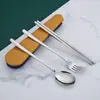 Estilo de Cintura Delgado de Moda Cuchara, Tenedor y Palillos Juego de Cubiertos de Acero Inoxidable 316 Juego Portátil de Tres Piezas para Estudiantes Viaje Regalo Cubiertos