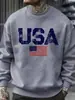 Tamanho Europeu Transfronteiriço Estampa Retrô Americana Pulôver Masculino High Street Moda Moletom de Lã para Outono