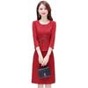 Vestido Saia Elegante Xi para Sogras Primavera e Outono 2024 Novo Decote Redondo Moda Feminina Bordado Exquisito