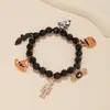 Pulseira de Caveira de Halloween Transfronteiriça Novo Desenho Animado Fantasma Engraçado Abóbora Pingente Pulseira com Letras em Inglês Conjunto