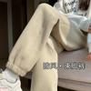 Pantalones deportivos rosas para mujer, de primavera, otoño e invierno, holgados, resistentes al viento, de cintura alta, con forro polar.
