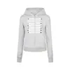 Moletom com capuz de abotoamento duplo estilo palácio napoleônico retrô americano para mulheres, jaqueta curta da moda slim fit para outono