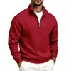 Moletom Masculino Amazon Transfronteiriço Europa e América Comércio Exterior Casual Zíper Gola Alta Engrossado Mais Veludo Cor Lisa Moletom Masculino Homem