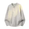 Suéter tejido retro texturizado estilo americano, unisex, adecuado para primavera y otoño, cuello redondo, simple, corte holgado, color liso, top casual y moderno