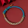 Pulsera tejida a mano de Xizang con Nudo de Flor de Melocotón de la Fortuna de Cinco Vías, Cuerda Multicolor Estilo Étnico, Pulsera de Cuerda Roja de la Montaña Wutai