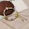 Pulsera de Cerámica de Jingdezhen, Regalo de Estilo Chino Tradicional, Tejida a Mano, Fresca y Versátil para Niñas, Nueva Pulsera de Hilo de Cerámica Estilo Chino