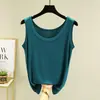 Colete feminino de modal liso para o verão com gola U, peça íntima simples sem mangas, regata justa, blusa de base fina plus size