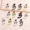 Accesorios para Joyería DIY Transfronterizos al por Mayor Colgante de Luna Flor de Rosa Aceite Gotas Collar Hecho a Mano Llavero Colgante de Aleación
