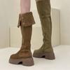 Botas Altas Plegables Bidireccionales de Suela Gruesa para Mujer, Nuevo Estilo Otoño e Invierno 2025, Botas Altas de Suela Gruesa para Mujer Petite con Efecto Adelgazante