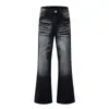 Calça jeans flare de cintura baixa com lavagem retrô, nova coleção de outono, jeans versátil de corte slim estilo americano com textura de bigode de gato e acabamento desbotado, calça casual