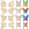Mariposa de Madera Tridimensional 3D de Pascua DIY en Blanco Sin Terminar Adorno de Madera Decoración Hecha a Mano para Fiesta Infantil