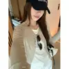 KAPOK Otoño Estilo Coreano Diseño Minimalista Versátil Ajuste Delgado Falso Dos Piezas Cárdigan Camiseta de Manga Larga 61063