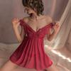Pijamas Sexy Europeos y Americanos para Mujer, Camisón de Encaje con Tirantes, Espalda Hermosa de Malla Transparente, Falda Corta Divertida, Pijama Privado, Falda para Esposo