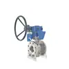 Válvula de Bola Turbina Manual de Acero Inoxidable Shanghai Hugong Pq340-16P Válvula de Bola Excéntrica de Montaje Lateral Resistente a Altas Temperaturas y al Desgaste