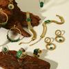 Explosões transfronteiriças colar pulseira brincos de pedra natural verde design de nicho conjunto de joias banhado a ouro 18K joias da moda