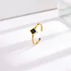 Anillo Popular Transfronterizo de Acero de Titanio Abierto de Circonia Colorida para Mujer, Anillo de Oro de 18 Quilates que No se Desvanece, Moderno y Versátil