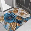 Tapete de Chão Absorvente Secagem Rápida para Banheiro com Florais em Relevo, Suave de Terra de Diatomáceas, Antiderrapante para Entrada do Banheiro