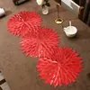 Camino de Mesa de PVC con Forma de Hoja Más Vendido Transfronterizo, Mantel Aislante Térmico Estilo Nórdico, Lujo Ligero, Mantel Decorativo Simple y Moderno para Hotel y Restaurante
