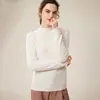 Novo Suéter de Cor Sólida com Gola Alta Curta 100% Cashmere Puro Suéter Feminino Pulôver Solto e Versátil Suéter de Base de Cashmere Espessado