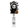 Novo popular suporte de crachá retrátil de acrílico giratório para feriado médico de gato preto fantasma de Halloween