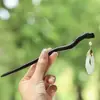 Estilo Nacional Madeira Elegante Grampo de Cabelo Estilo Antigo Grampo de Cabelo Hanfu Jardim de Osmanthus Gardênia Flor de Ameixa Disco Borboleta Acessório de Cabeça Franja Lateral