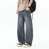 Novas calças masculinas de corte curvo para comércio exterior de outono e inverno, jeans de cor sólida, corte reto e solto, calças casuais que afinam, calças jeans masculinas
