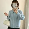 Cardigan suéter de pelo de guaxinim com gola boneca, macio e fofo, para mulheres, nova coleção outono/inverno 2026, modelagem solta, suéter de tricô liso, peça de outer