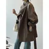 Gabardina retro de longitud media estilo francés para mujer, nueva colección primavera/otoño 2026, corte holgado, cintura ceñida, casual, cuello alto