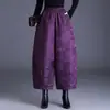 Garantia de Qualidade Redução de Idade Temperamento Mãe Estilo Chinês Jacquard Formato Casulo Calça de Pernas Largas Novas Calças de Nove Pontos Botão Casual Calças Outono