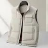 Chaleco de plumón para hombre Otoño e Invierno Cuello alto Versión con cremallera Plumón de pato blanco Cálido Juvenil Casual de alta gama Chaleco sin mangas de plumón