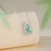 Colar de Prata Pura 925 para Mulheres, Novo Estilo Chinês, Corrente para Clavícula de Jade Africano Natural, Pingente de Cabaça Estilo Ins